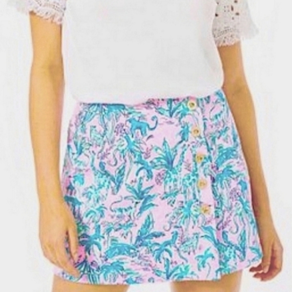 Lilly Pulitzer Tropical Print Pink and Blue Skirt Skort